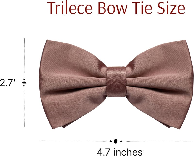 Trilece Bow Ties for Men - Mens Solid Color Formal Pre Tied Bowtie and Pocket Square Sets - Mens Bowties Bow Tie Sets - Image 3